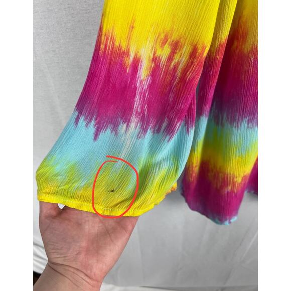 ⭐️ One Teaspoon Rainbow Tie Dye Mini Dress Boho Hippie Artsy Psychedelic Pride - Picture 5 of 10